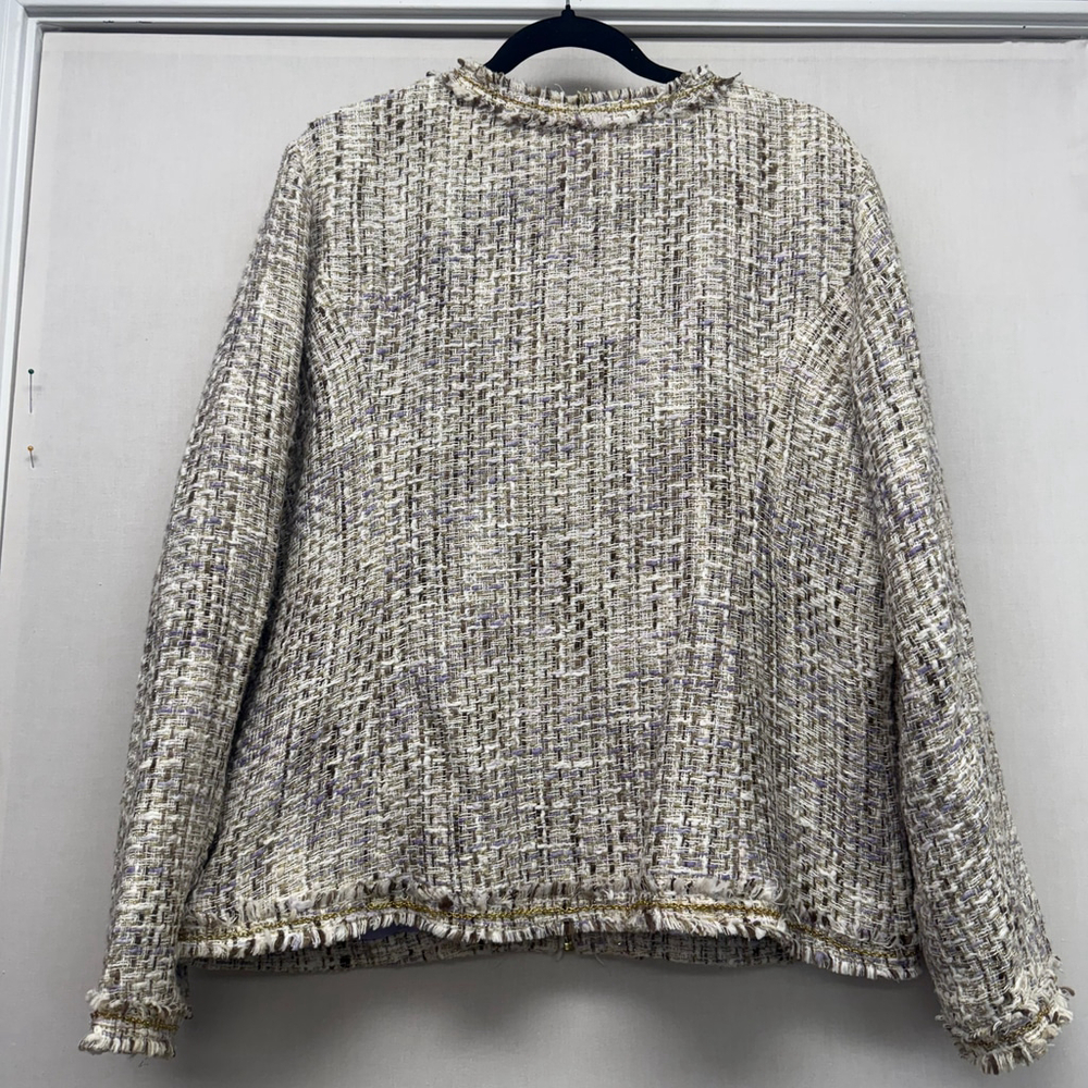 Women's Chico's Plus 16 Tweed Blazer Jacket Beige Purple - Picture 3 of 14